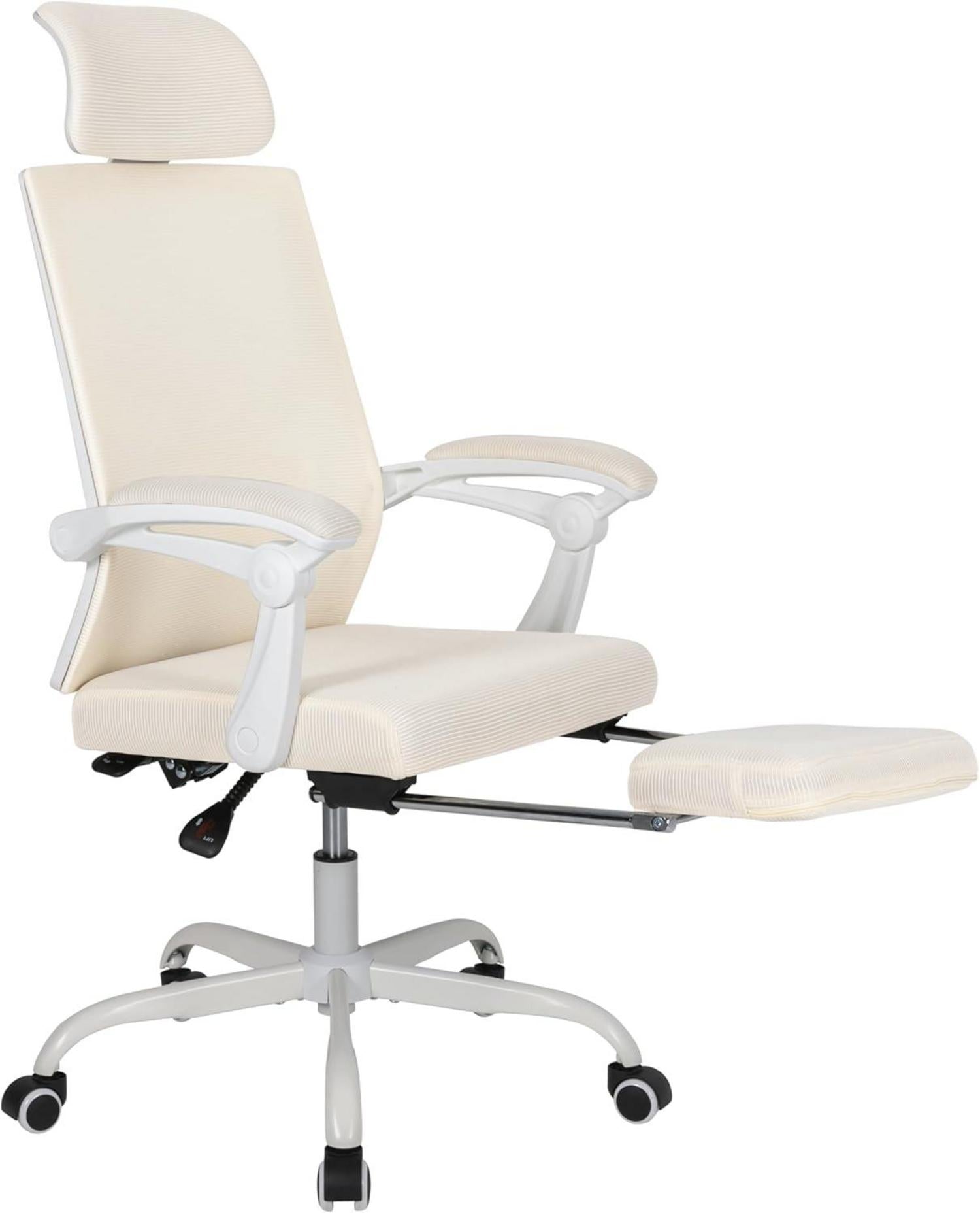 Ergonomischer Mesh-Bürostuhl mit Fußstütze und verstellbarer
