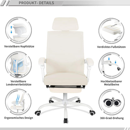 Ergonomischer Bürostuhl Mesh Beige höhenverstellbar neigbar