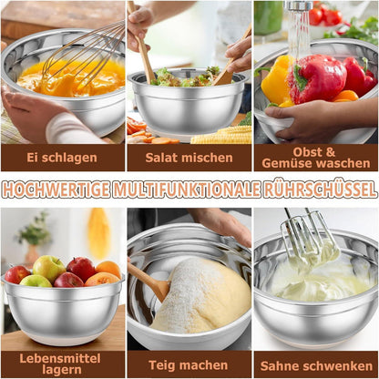 Rührschüssel Set Edelstahl Salatschüssel mit Luftdichten Deckel