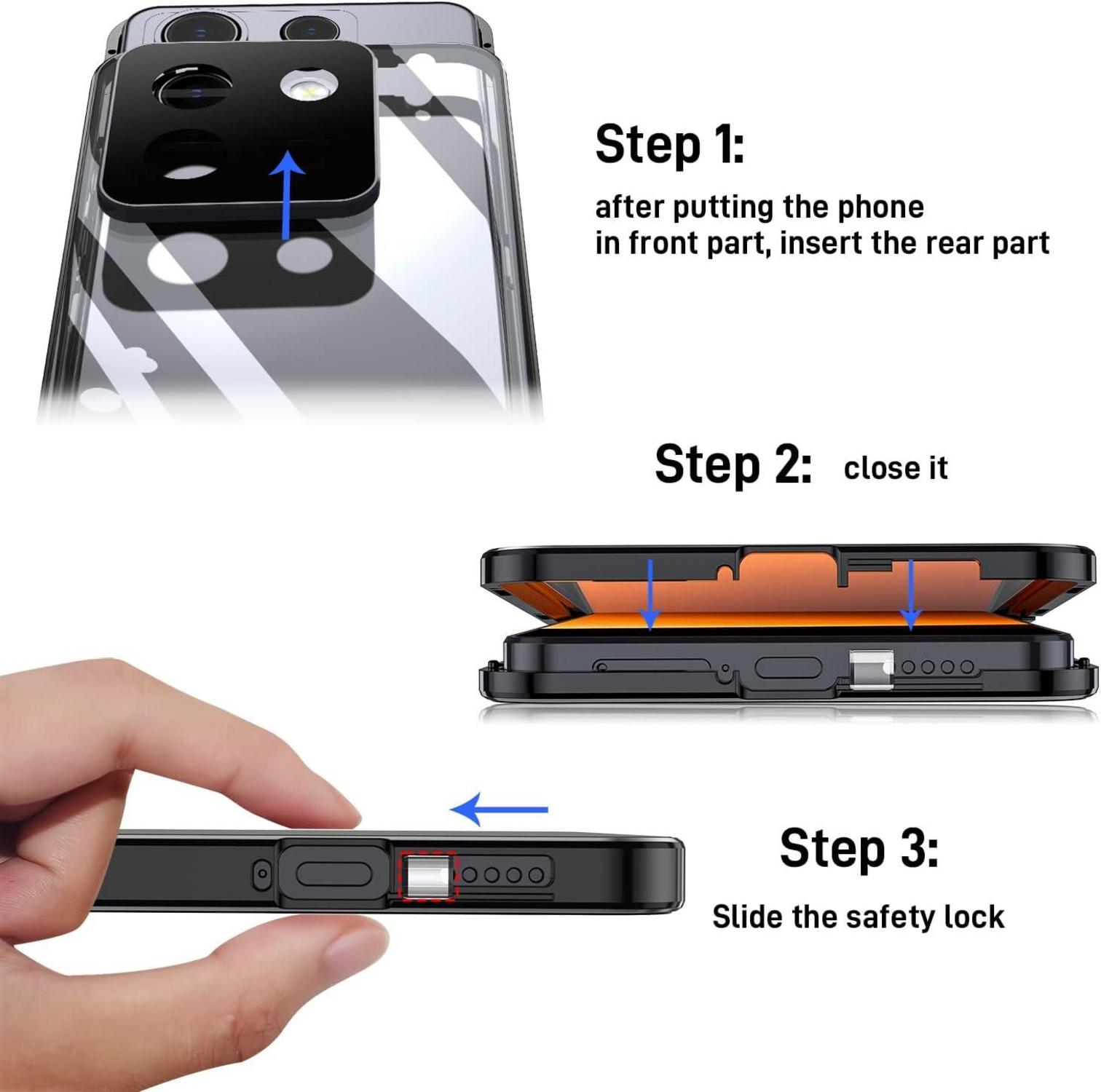 Schwarze Magnetische Adsorption Hülle für Xiaomi Redmi Note