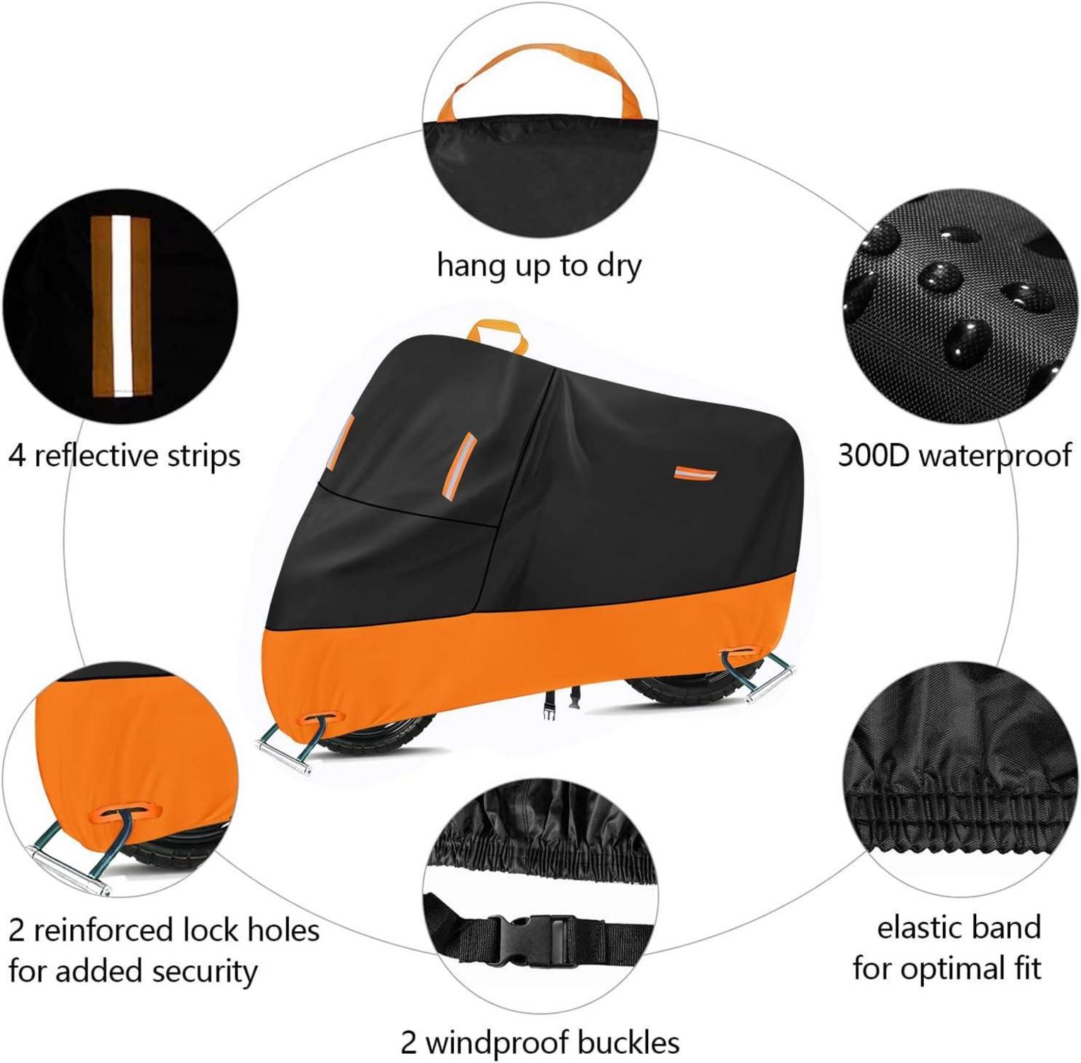 Motorradabdeckung 300D Oxford Wasserdicht Reflektierend 2 Winddichte