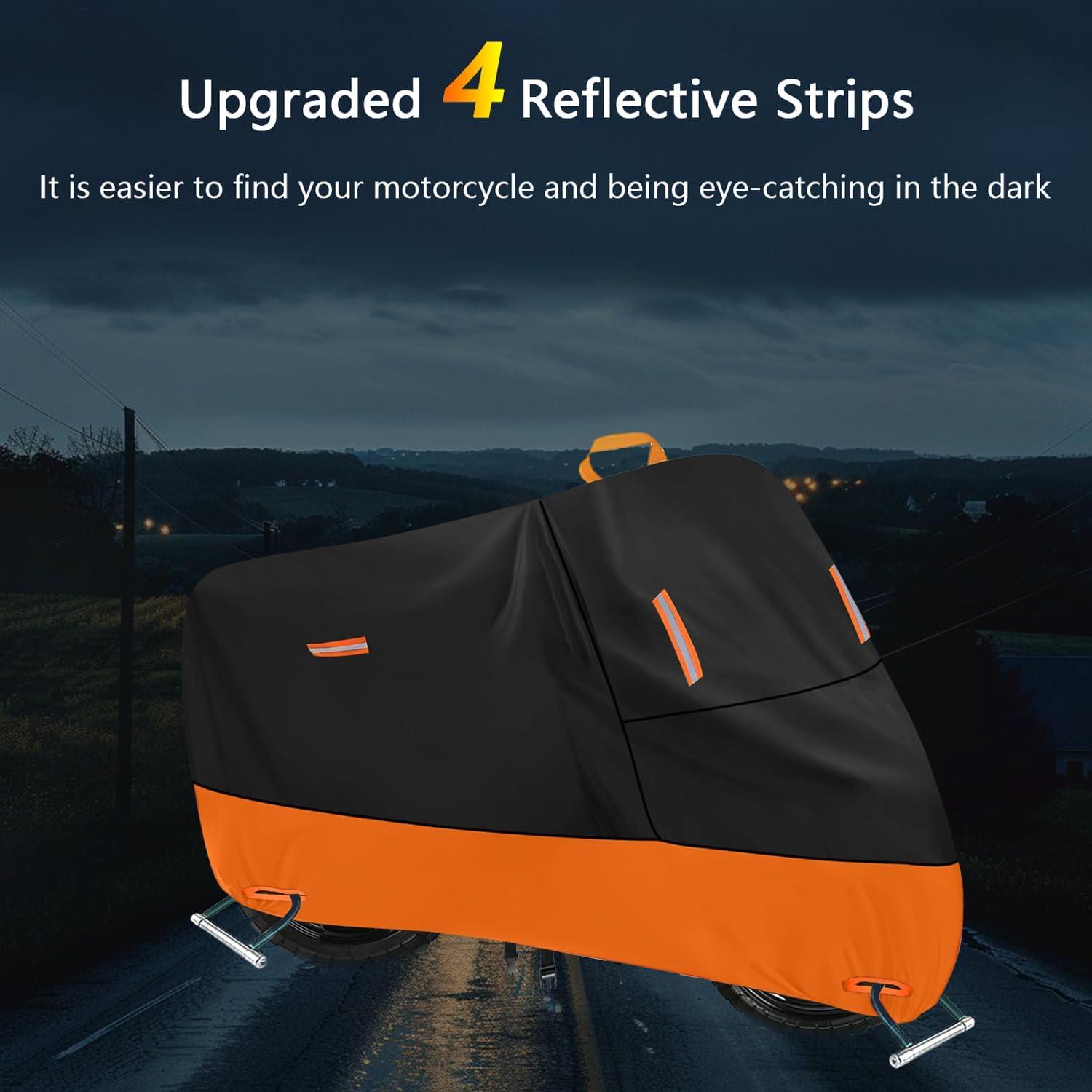 Motorrad Abdeckplane Outdoor 300D Wasserdicht Reflektierende Streifen L (205 x