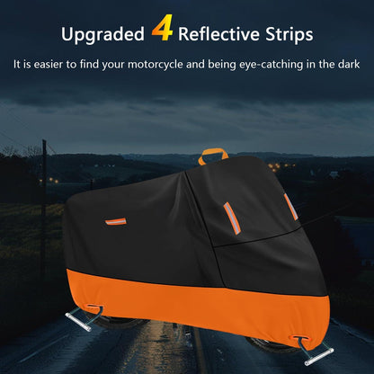 Motorrad Abdeckplane Outdoor 300D Wasserdicht Reflektierende Streifen L (205 x