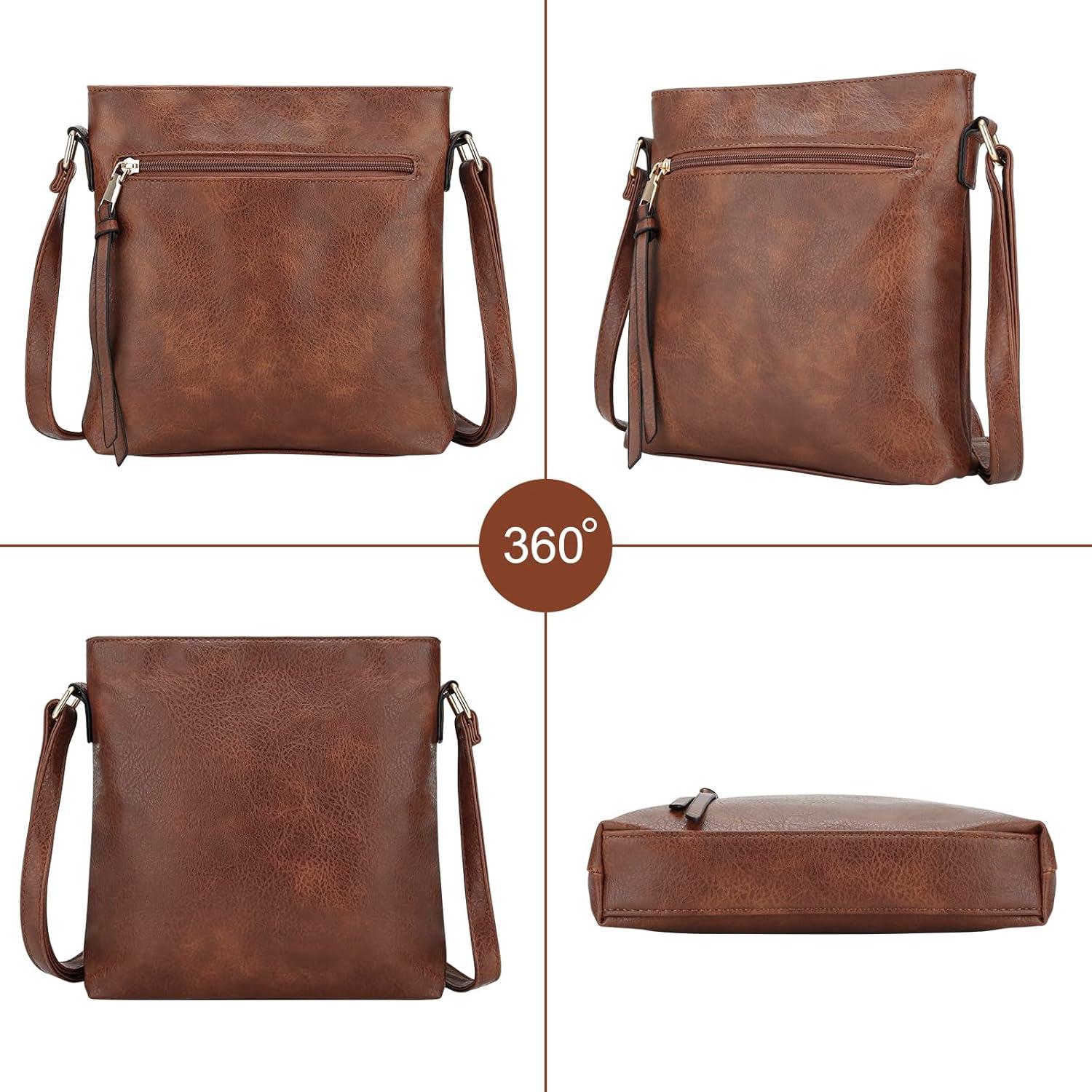 dobsechs Umhängetasche Damen PU-Leder Crossbody verstellbarer Riemen