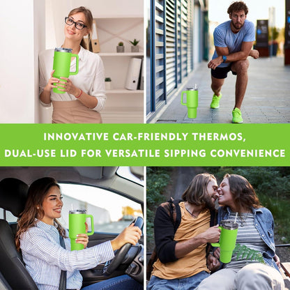 HNCY Thermobecher 1180ML 2-in-1-Deckel Kaffeebecher Trinkbecher Strohhalm