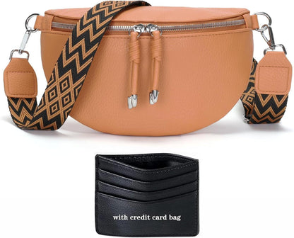 Gürteltasche Damen Veganes Leder Orange Crossbody Bag Umhängetasche