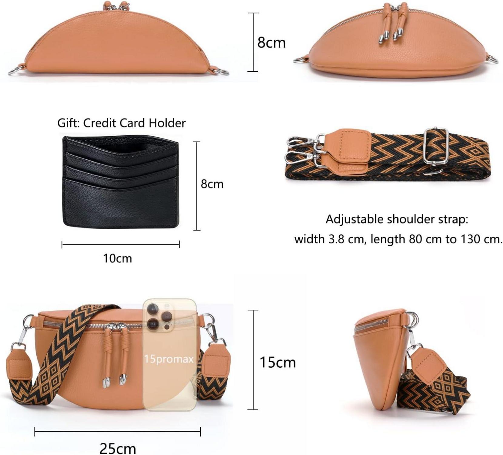Gürteltasche Damen Veganes Leder Orange Crossbody Bag Umhängetasche