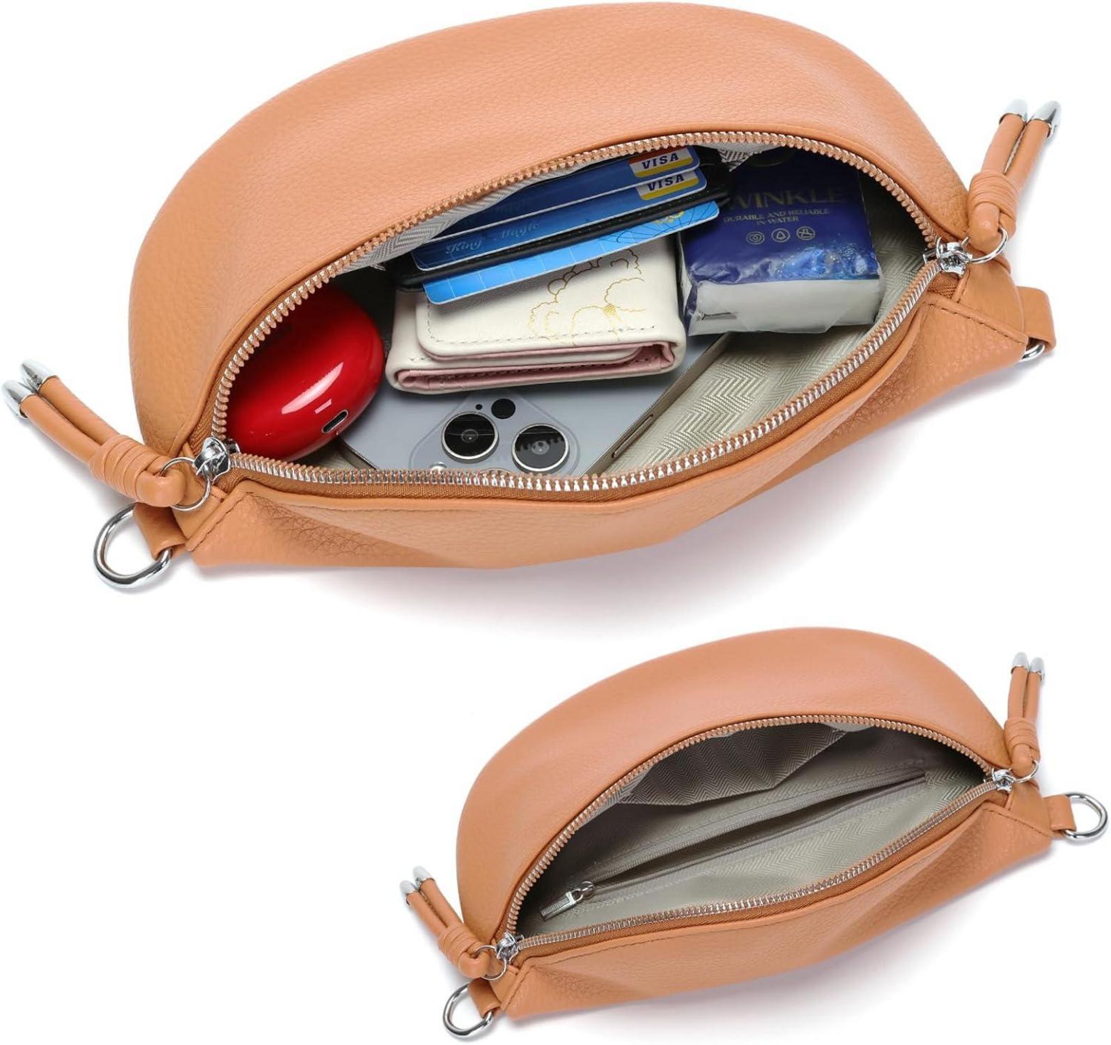 Vegane Leder Bauchtasche Damen Umhängetasche Orange