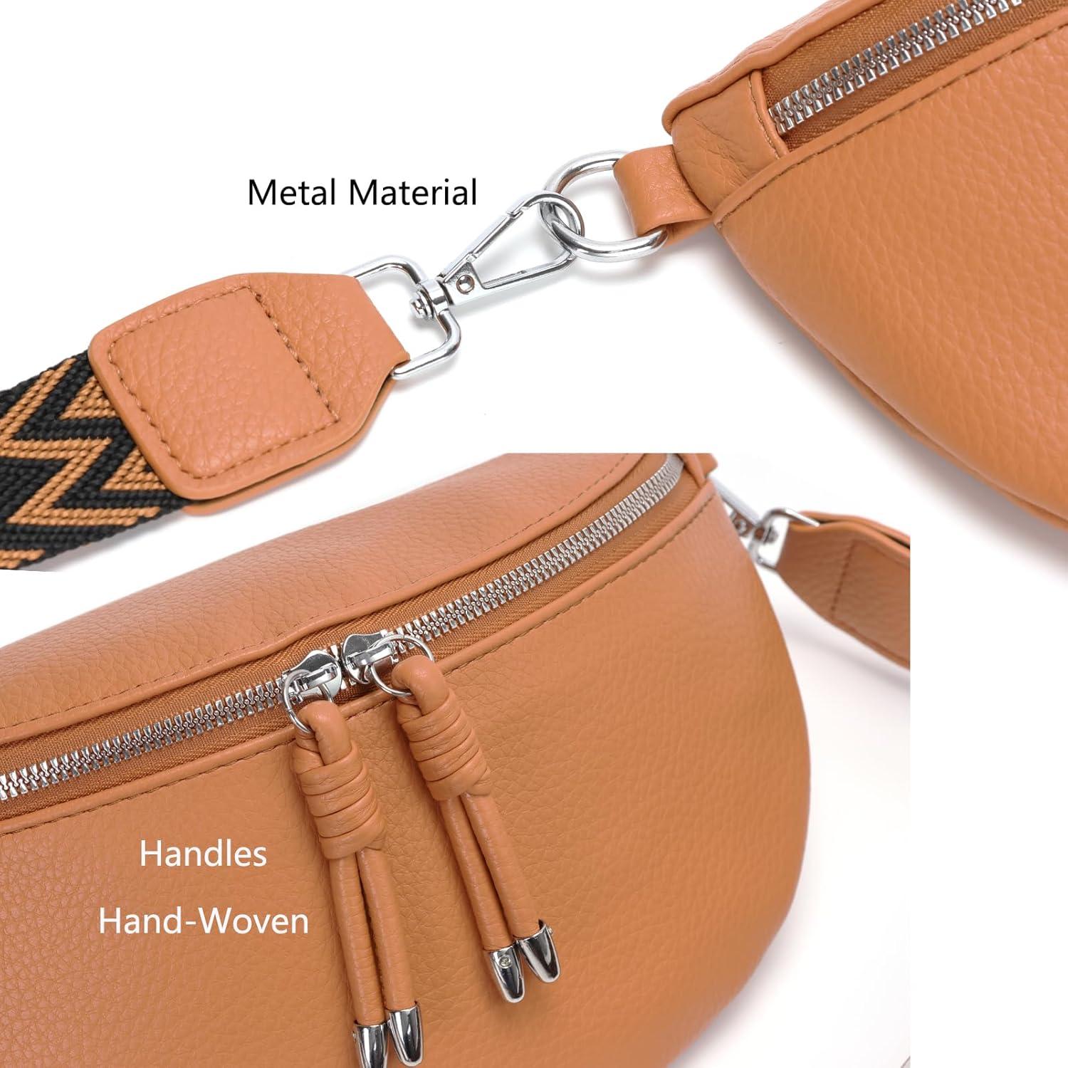 Bauchtasche Damen Veganes Leder Umhängetasche Handytasche Orange