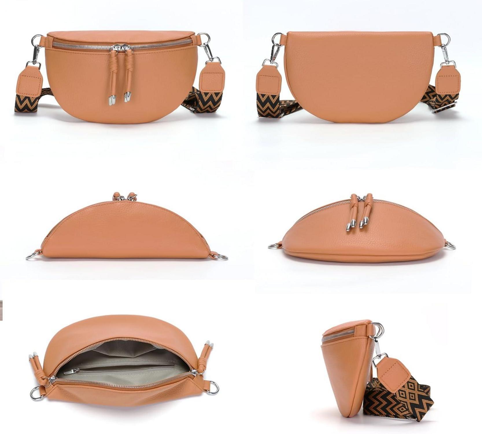 Bauchtasche Damen Veganes Leder Crossbody Bag Umhängetasche Orange