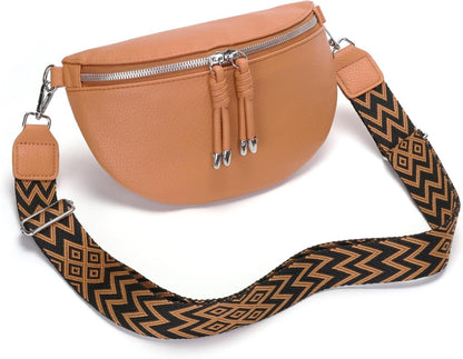 Vegane Leder Bauchtasche Damen Umhängetasche Orange