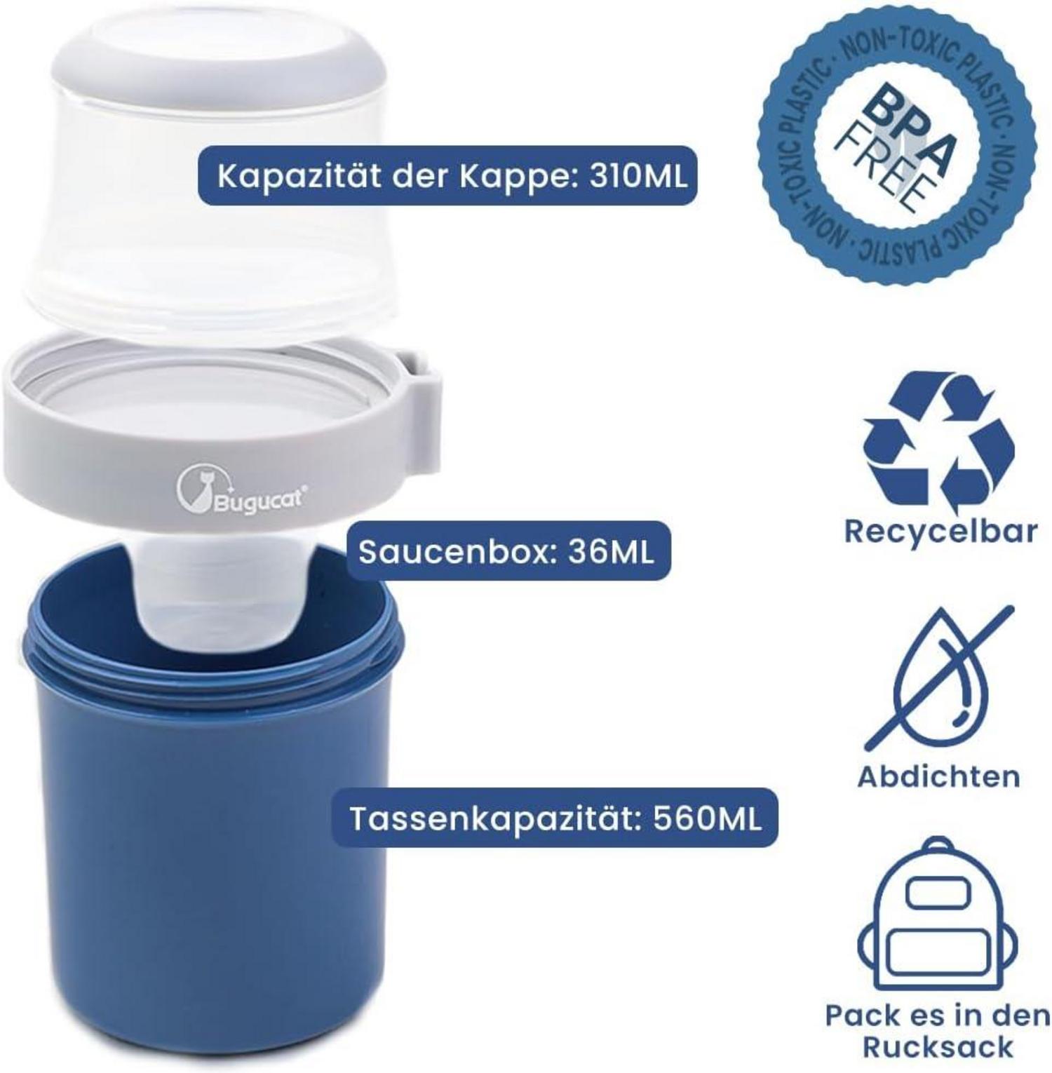 Bugucat 2in1 Müslibecher to Go 560ml+310ml Blau+Grün 2er Set