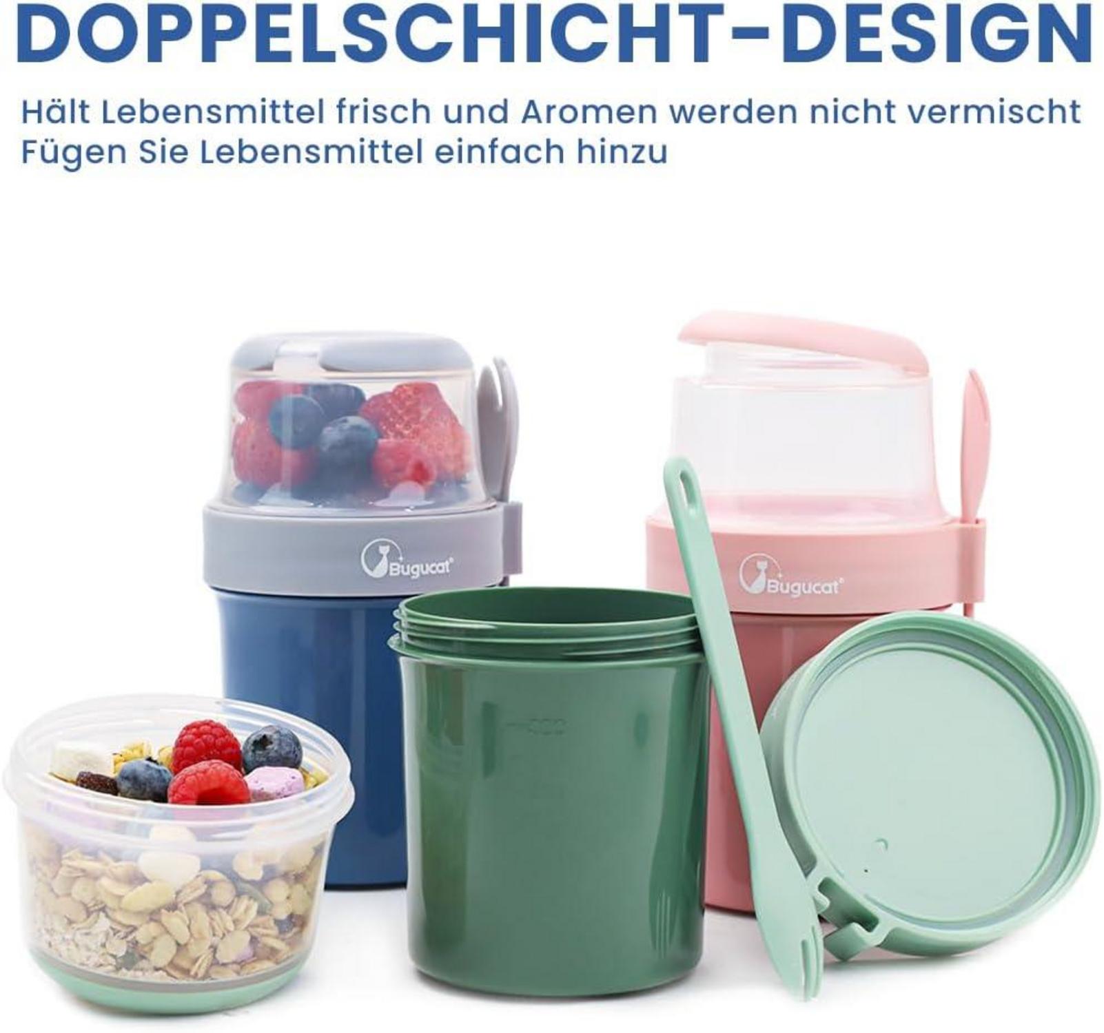 2in1 Müslibecher to Go 560ml+310ml Blau+Grün 2er Set