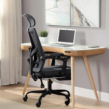 Ergonomischer Mesh-Bürostuhl mit Fußstütze, Schwarz