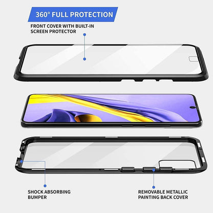 Samsung Galaxy S24+ Hülle Magnetisches Gehäuse 360 Grad Schutz Aluminium Glas Silber