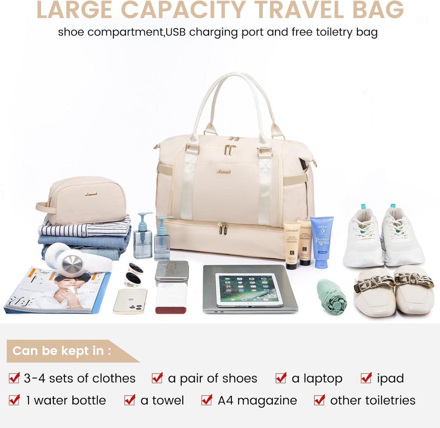 LOVEVOOK Sporttasche Reisetasche Damen Wasserdicht Beige