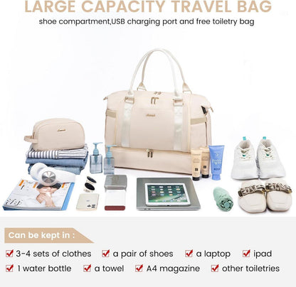 LOVEVOOK Sporttasche Reisetasche Damen Wasserdicht Beige