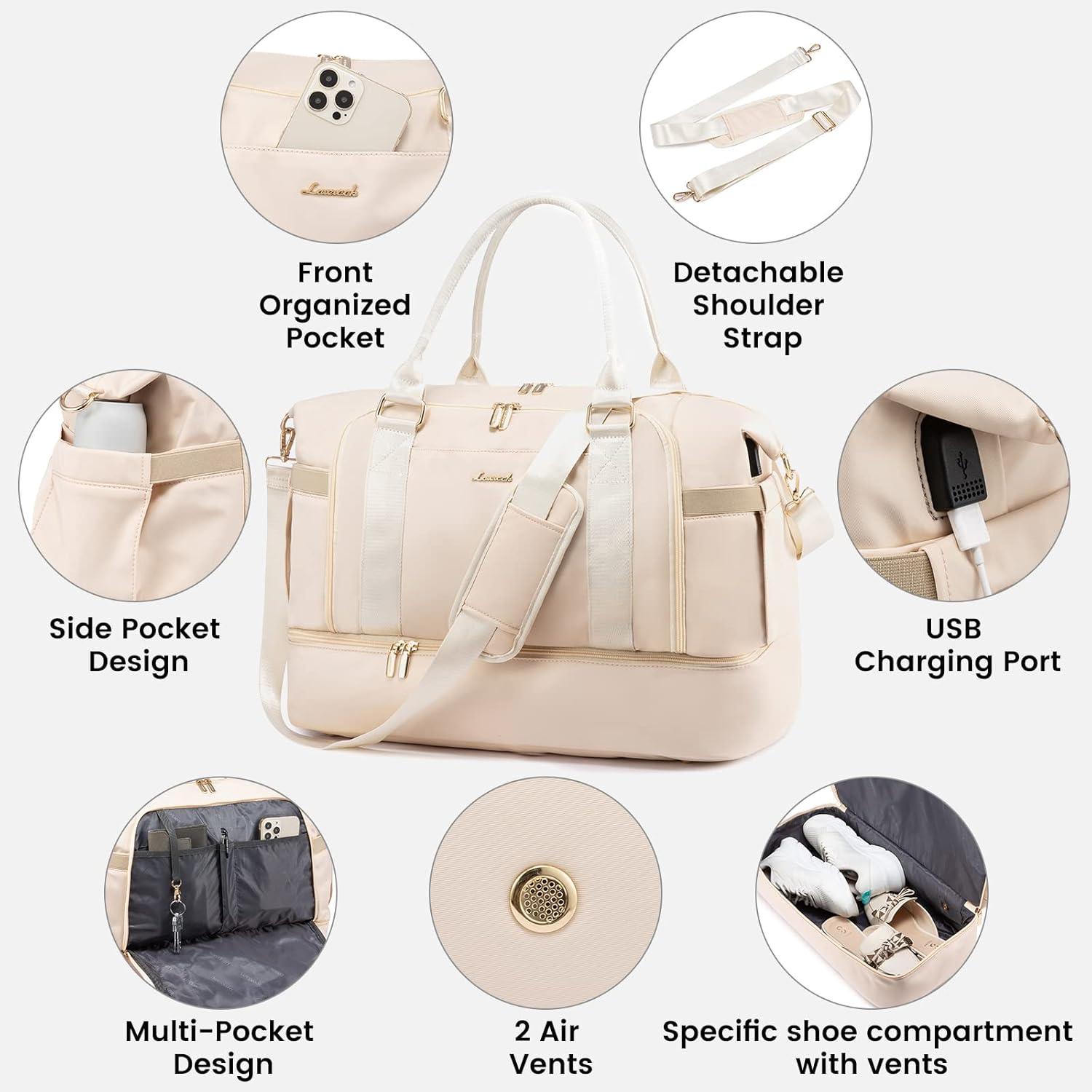 LOVEVOOK Sporttasche Reisetasche Damen Wasserdicht Beige