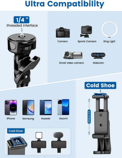 Handy Stativ Ständer 183cm Aluminium Smartphone Kamera Stativ Fernauslöser