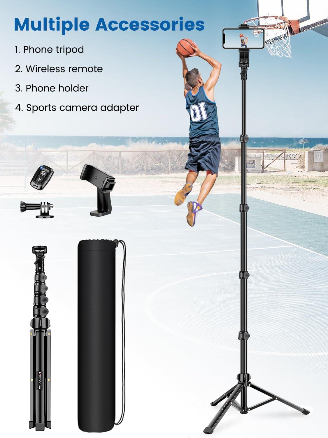 Smartphone Stativ Ständer 183cm für iPhone Samsung Huawei Alu DSLR Canon Webcam