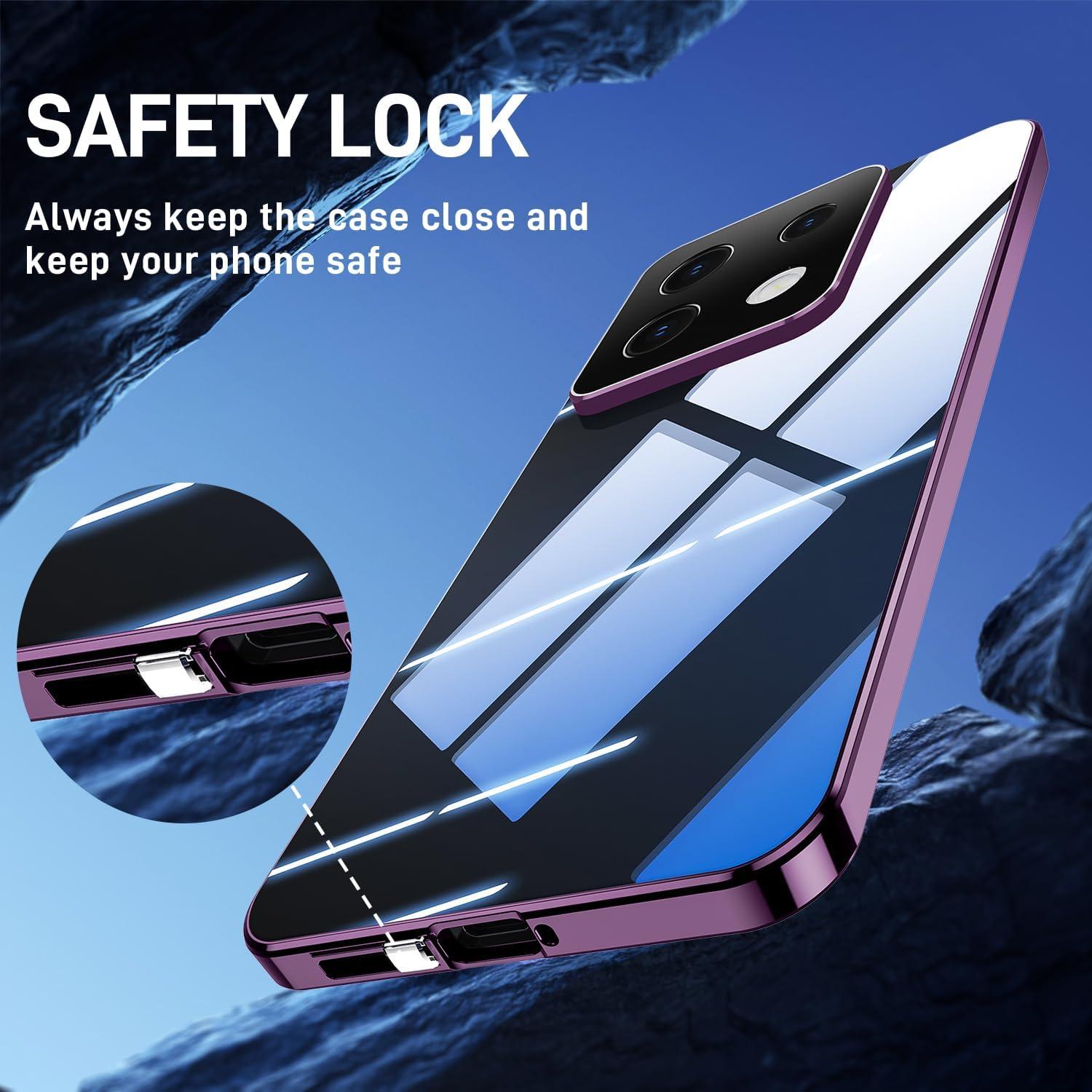 Handyhülle Xiaomi Redmi Note 13 Pro 5G - Magnetisch Aluminium Rahmen Gehärtetes Glas - Lila