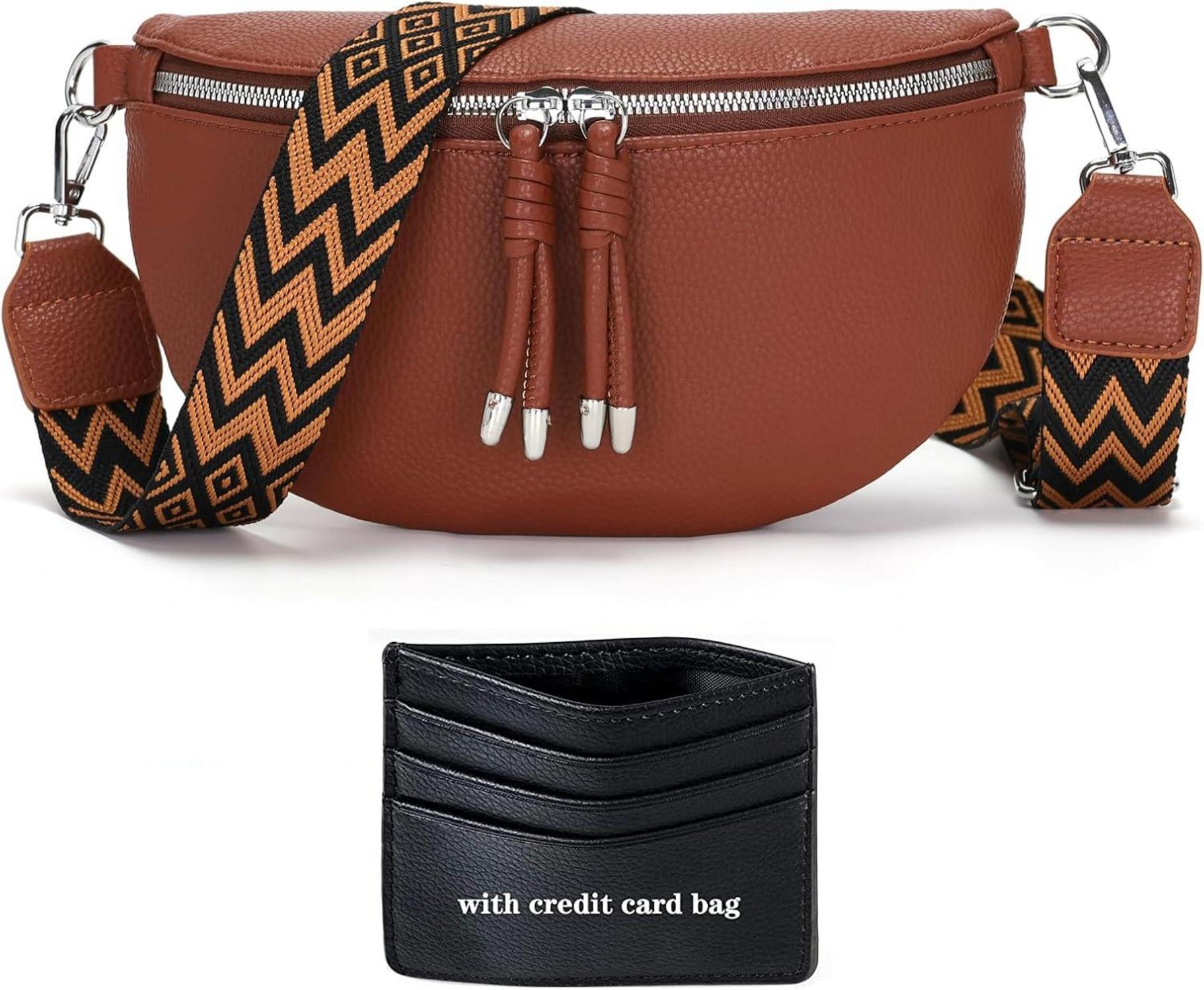 Vegane Damen Crossbody Umhängetasche Handytasche Braun