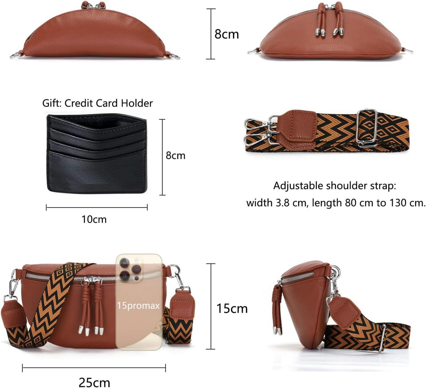 Vegane Damen Crossbody Umhängetasche Handytasche Braun