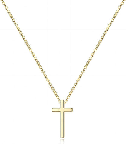 Kreuz-Halskette für Damen 18 Karat vergoldet mit Schmuckkästchen Goldkette