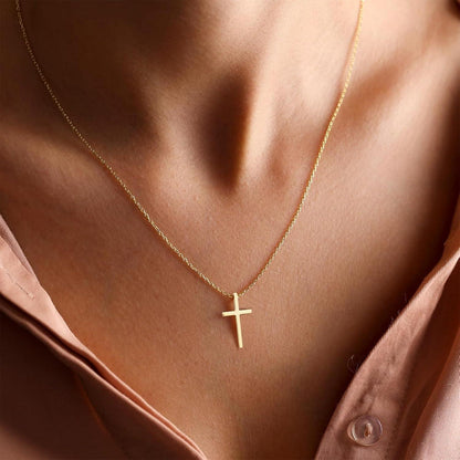 18 Karat vergoldete Kreuz-Halskette mit Schmuckkästchen - Goldkette