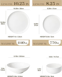 Porzellan Tafelservice Set 24-tlg Weiß für 6 Personen
