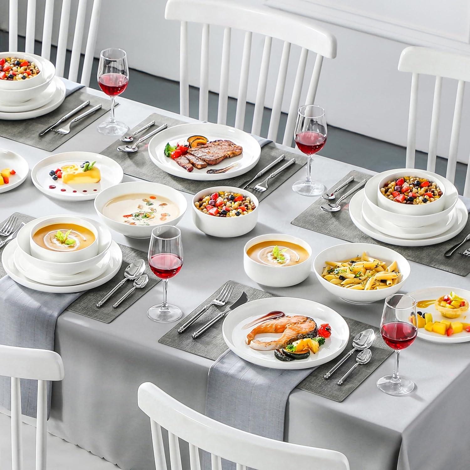 Weiß Porzellan Tafelservice Set 24-teilig Geschirrset 6 Personen
