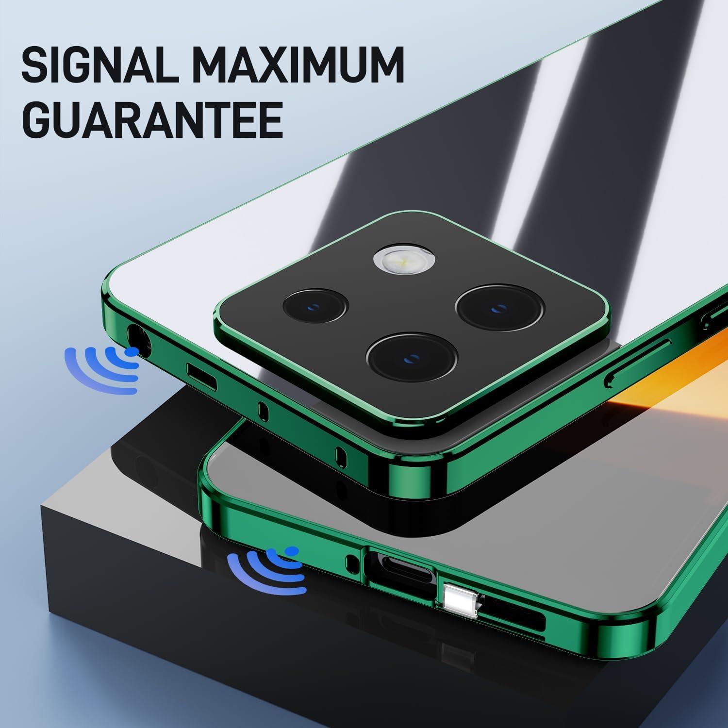 Hülle Xiaomi Redmi Note 13 Pro Plus 360 Grad Schutz Aluminiumrahmen Grün