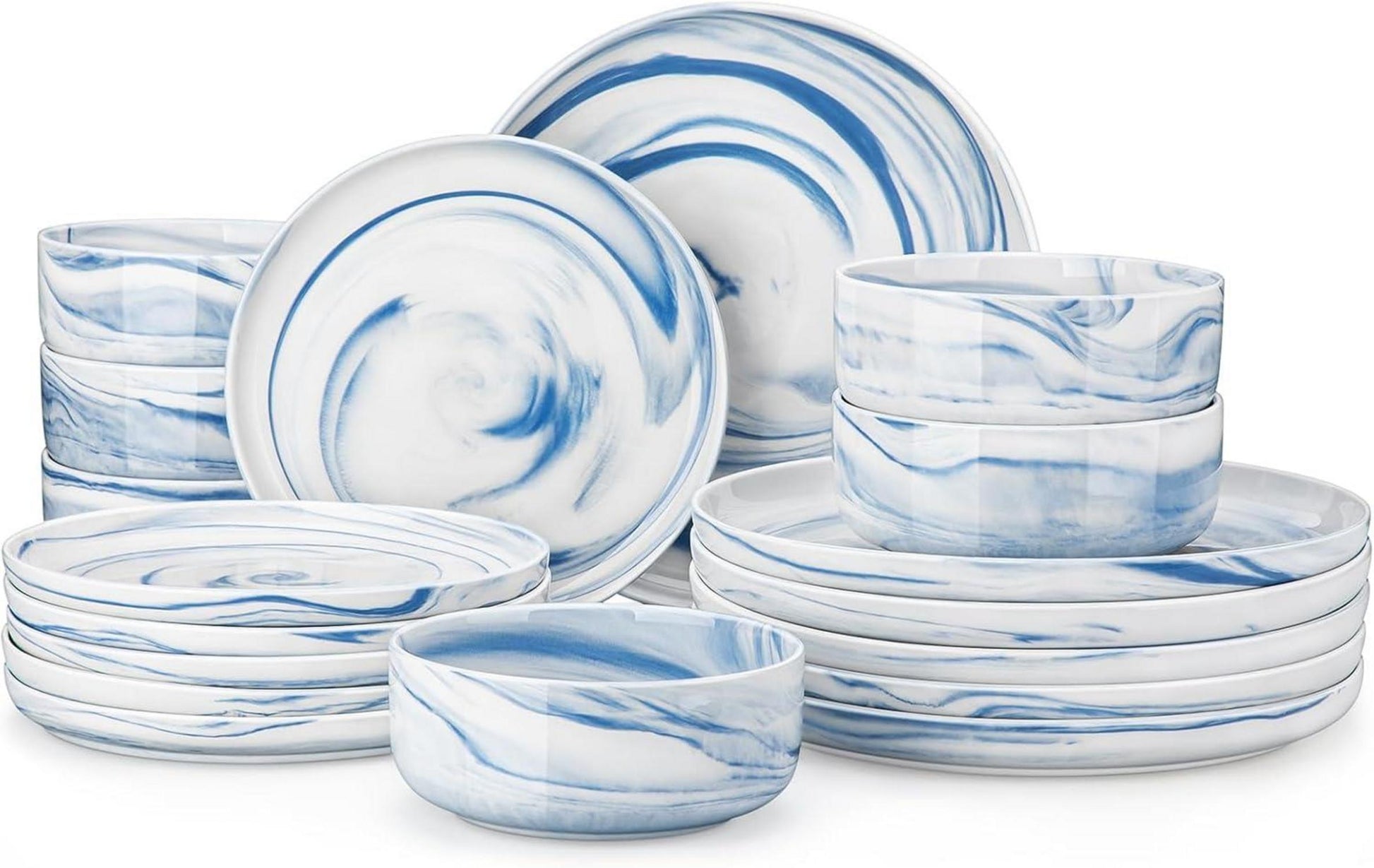 Porzellan Tafelservice Set 18-teilig Blau Geschirrset