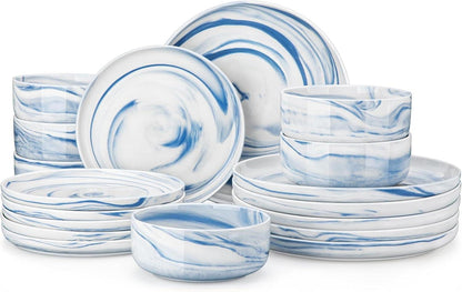 Porzellan Tafelservice Set 18-teilig Blau Geschirrset