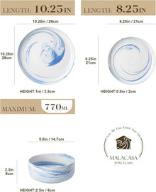 Porzellan Geschirrset 18-teilig Blau Tafelservice Luna Serie