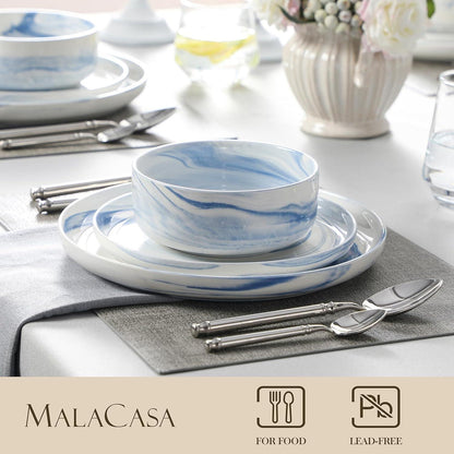 Porzellan Tafelservice Set 18-teilig Blau Geschirrset