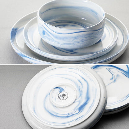 MALACASA Luna 18-teilig Porzellan Tafelservice Blau