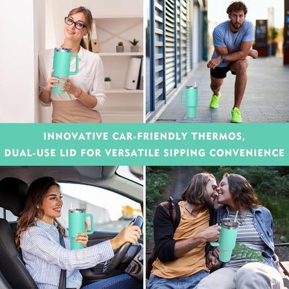 HNCY Thermobecher 1180ML 2-in-1-Deckel Edelstahl Isolierbecher