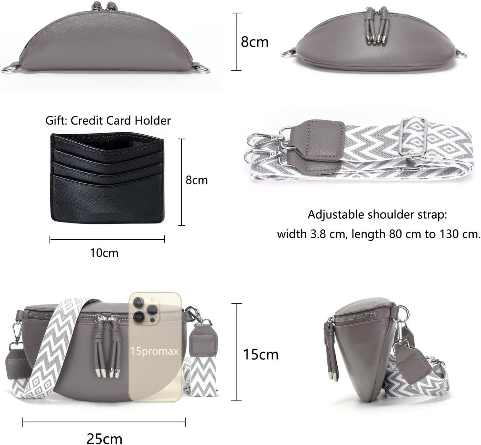 Vegane Damen Crossbody Bag Umhängetasche Handytasche Grau
