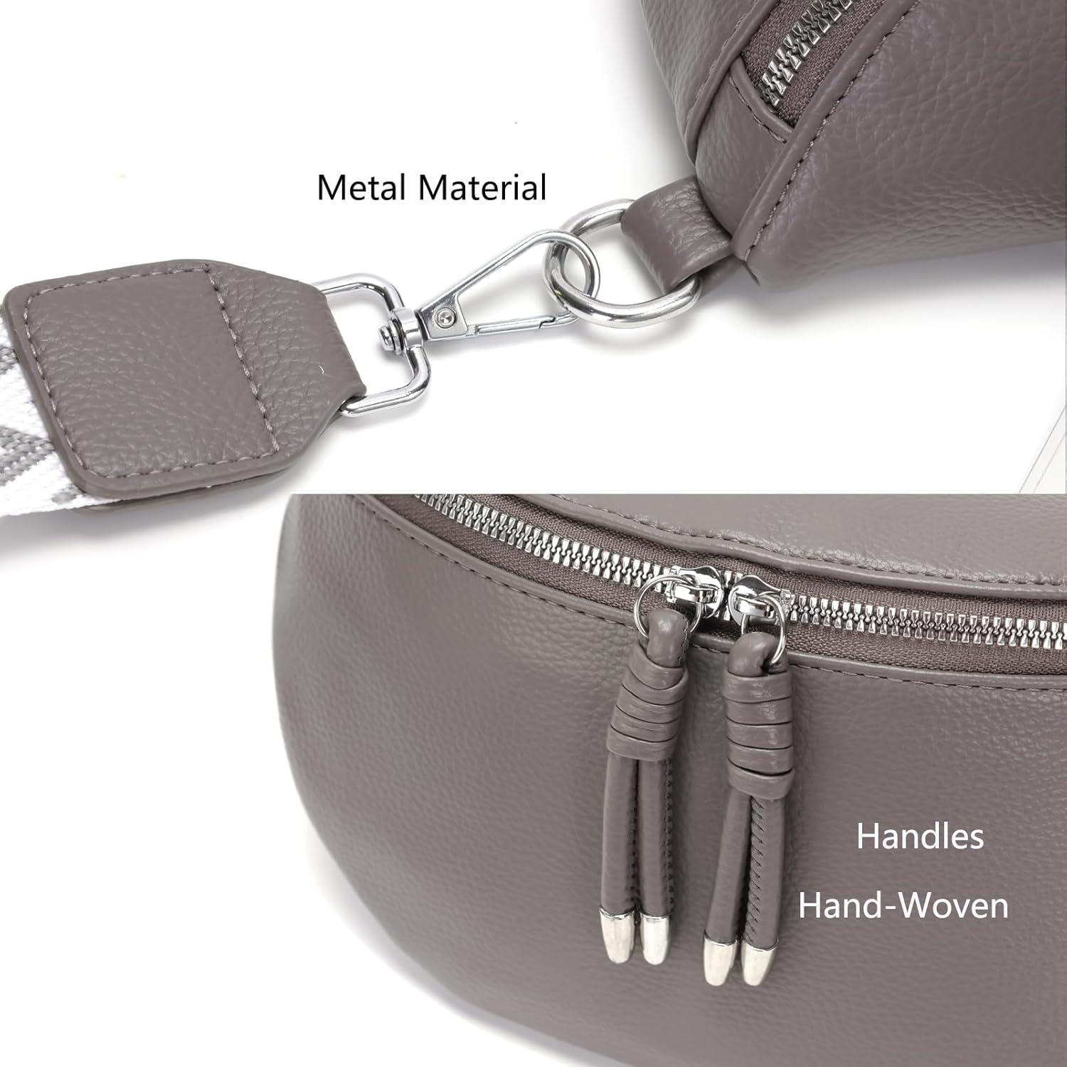Bauchtasche Damen Veganes Leder Crossbody Handytasche Grau