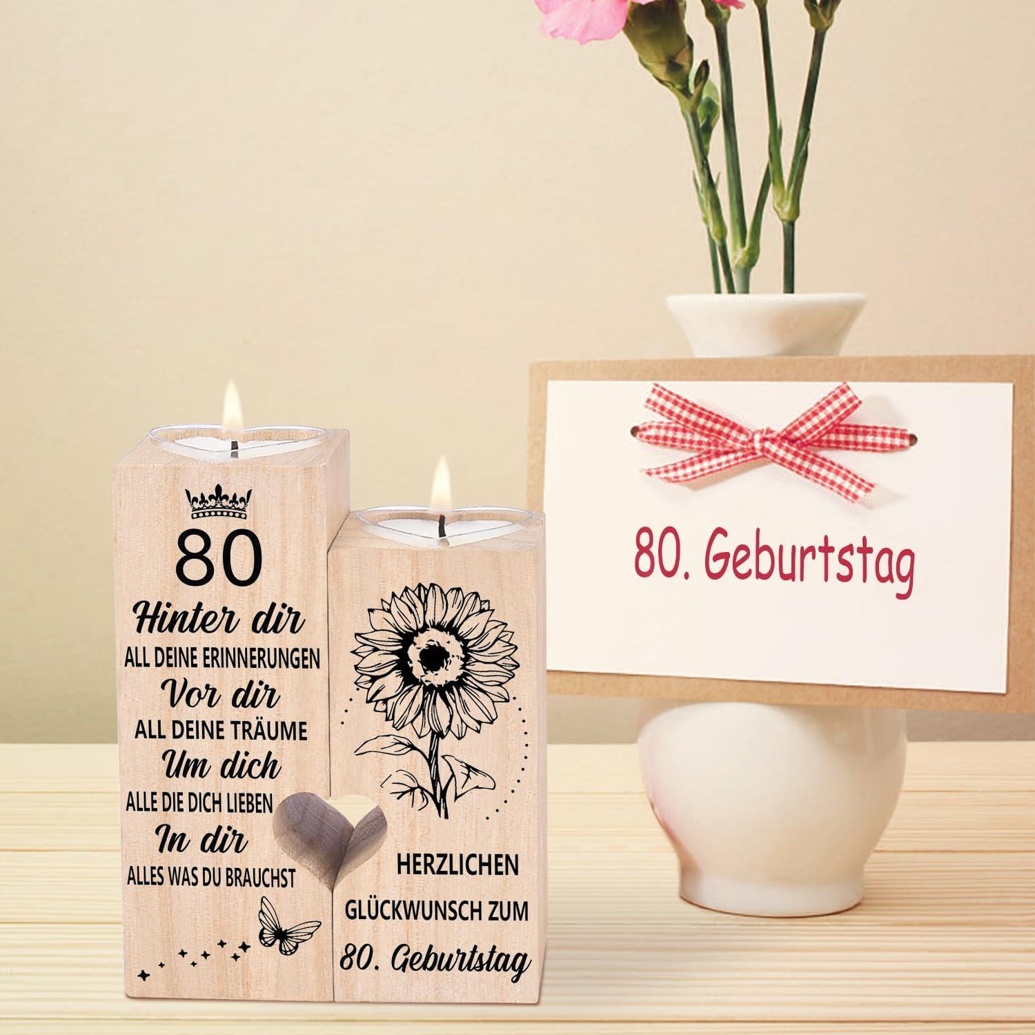 Kerzenständer 80. Geburtstag Frau Mann Geschenke Deko Oma Mama