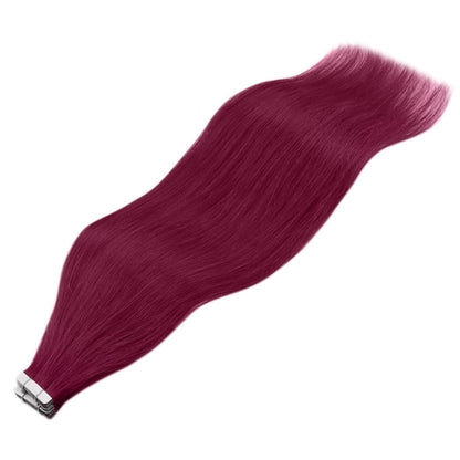 Echthaar Tape Extensions Burgundy Rot 50cm 25g