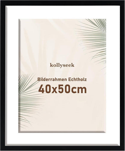 Bilderrahmen Echtholz Passepartout Acrylglas Kieferholz Schwarz