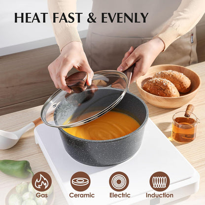 Sensarte Antihaft Kochgeschirr Set 13-teilig mit Glasdeckel