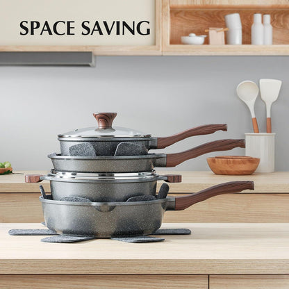 Sensarte Antihaft Kochgeschirr Set 13-teilig mit Glasdeckel