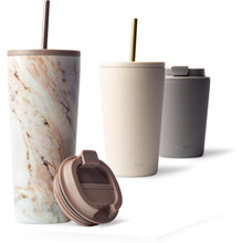 Thermobecher mit Strohhalm 700ml doppelwandig isoliert Pearl