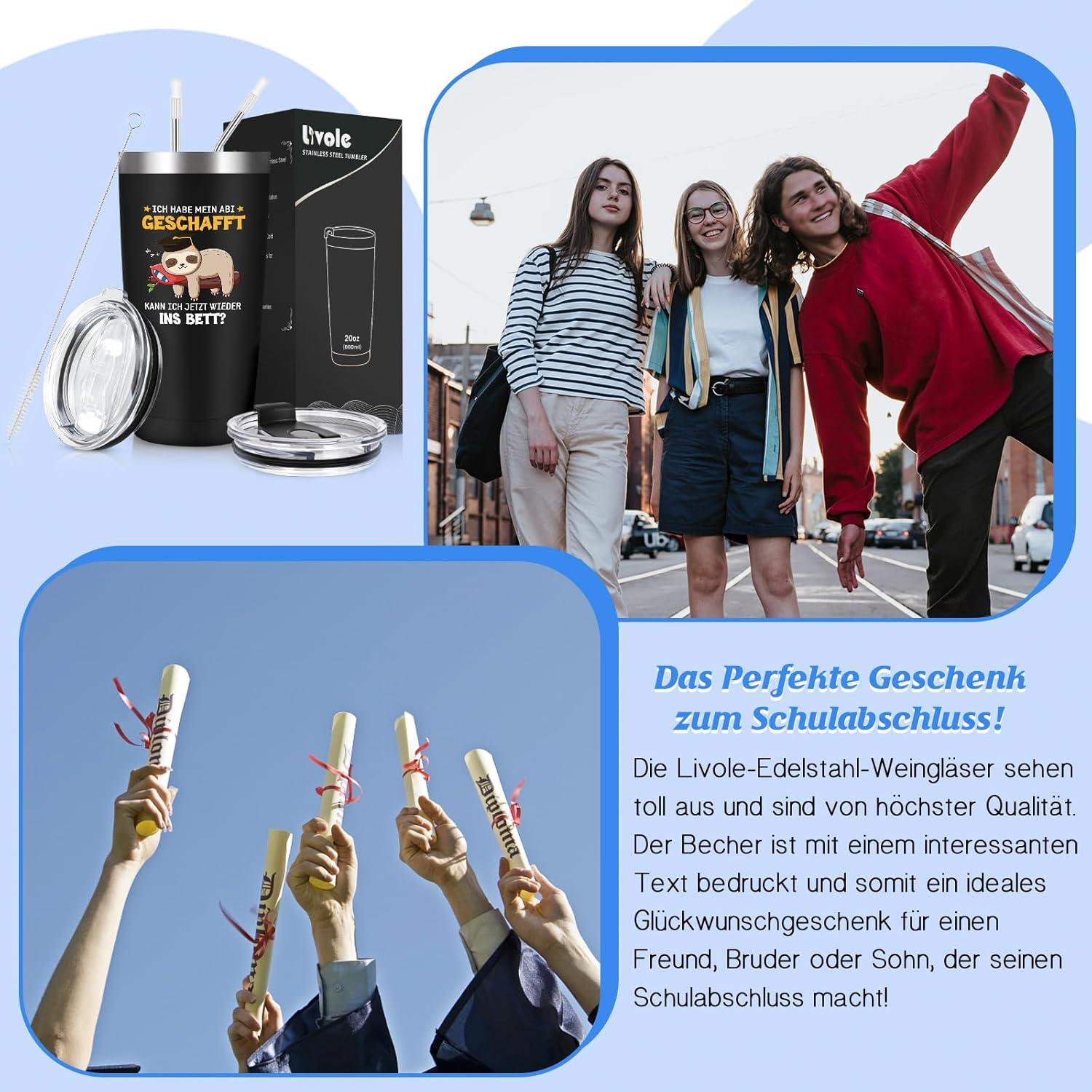 Livole Lustige ABI 2024 Geschenk Tasse Junge 600ml Coffee to