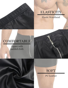 Herren PU Leder Boxershorts Wetlook Reizwäsche S Schwarz