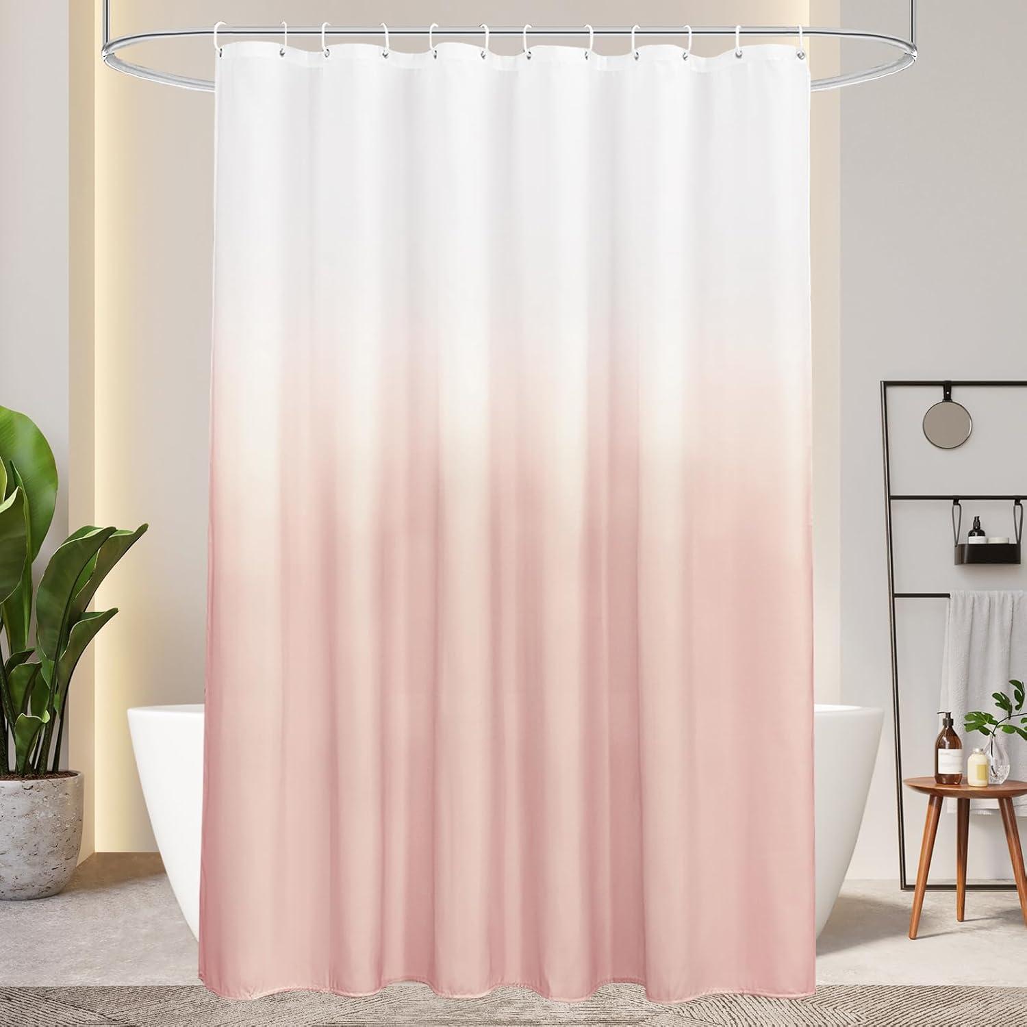 Duschvorhang Textil Rosa 180x200cm Wasserdicht Waschbar Antischimmel