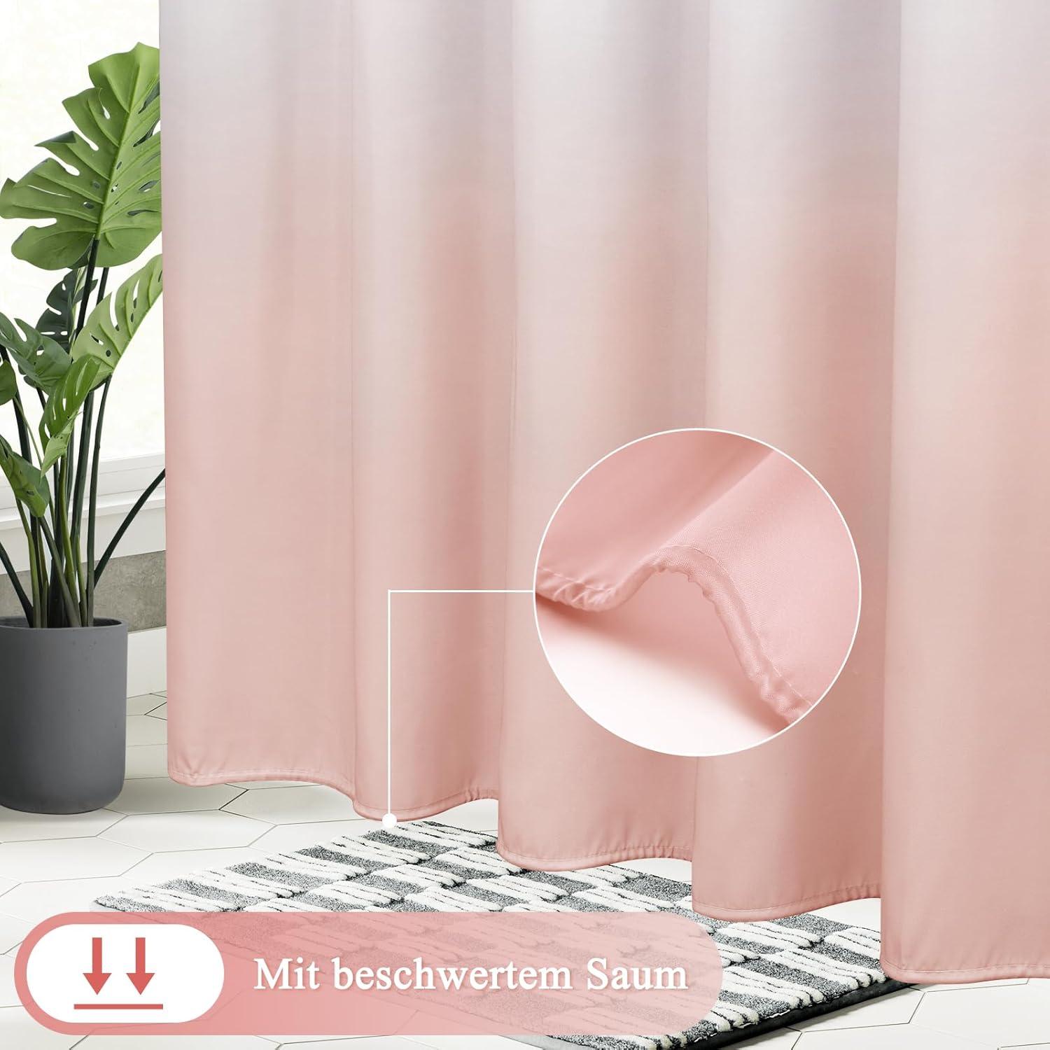 Duschvorhang 180x200cm Rosa Textil Wasserdicht Waschbar Antischimmel